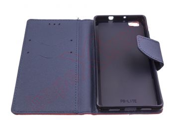 Dark blue and red diary case for Huawei Ascend P8 Lite